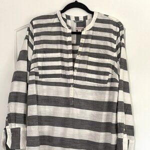 Merona Women's Gray and White Stripe Tunic Size XXL